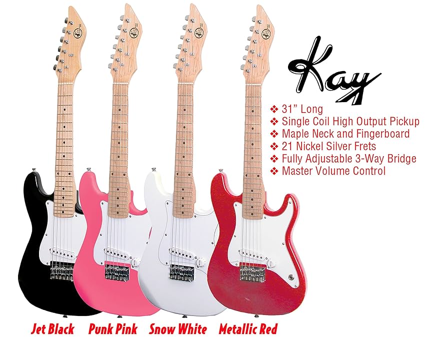 Kay KE04-P Electric Guitar My 1st Electric Guitar, Pink